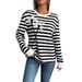 European American Cross-border 2026 Autumn And Winter New Women's Casual Long-sleeve Round-neck Striped Floral_ecoleips.com