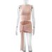 New Style Sexy Strap Sleeveless Bodycon Solid Color Fashion Women's Two-Piece Set Dress_ecoleips.com