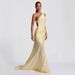 European And American Cross-Border Women's Fashion One-Shoulder Sleeveless Backless Slim Sexy Tie Mesh Long Dress Gown_ecoleips.com