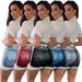【W8365】Women's Fashion Personality Style Sleeve Short Skirt Two-Piece With Patchwork Pockets Elastic Digital Print Set_ecoleips.com