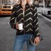 European American Cross-border 2026 Autumn And Winter New Women's Serrated Gold-embossed Print Zip-up Bomber Jacket_ecoleips.com
