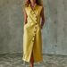 Women's Minimalist Sleeveless Dress Lapel Asymmetrical Button Down Breathable Loose Fit_ecoleips.com