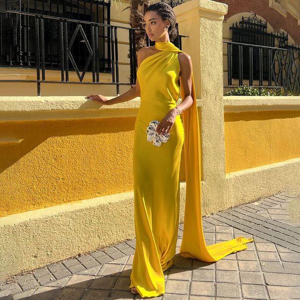 Elegant Long Dress for Women European American Style Sexy Backless Slim Fit with Ribbons Fashion Wholesale_ecoleips.com