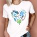 Popular Women's Clothing, Round-neck Printed Pink Heart Short-sleeve Top For Women_ecoleips.com