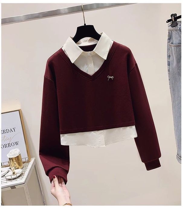 Polo-Collar Cropped Hoodie & Stretch Jeans Set – Japanese Streetwear Style Two-Piece Outfit (S-2XL, High Waist Fake Layered Look, Unisex Casual)_ecoleips.com