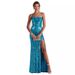Women’s Clothing sexy one shoulder sequined evening dress elegant slit banquet party dress (3 colors)_ecoleips.com