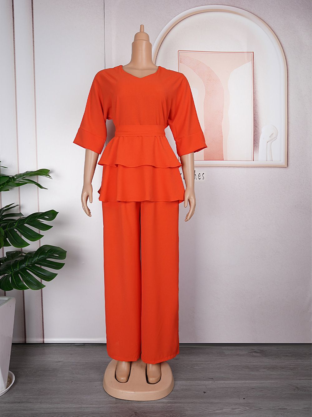 Women's Clothing Chiffon T Shirt + Pants Two Piece Suit_ecoleips.com