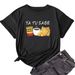 Women's Fashionable Casual Round Neck T-Shirt Summer Style Short Sleeved Cartoon Letter Biscuit Print_ecoleips.com