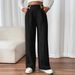 Women's Clothing New Style Drape Mopping Casual Pants High Waist Trousers Loose Temperament Straight Women's Niche Design Solid Color Trousers_ecoleips.com