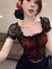 Retro Fashion Sexy Lace Knot One Shoulder Top Women Summer Sweet Spicy Slim Fit Square Collar T-Shirt Casual Style_ecoleips.com