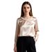 Elegant Satin Blouse With Pearl Accents For Women | Round Neck Long Sleeve Top | Chic & Versatile For Office & Casual Wear_ecoleips.com