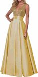 Women's Clothing New Fashion Evening Dress Sequin Rose Gold Slim Ball Gown V Neck Backless Bridesmaid Dress Summer_ecoleips.com