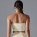 K New Solid Color Chest Wrapped Yoga Suit Top With Pleats, Strapless, Breathable, Slim Fit, Anti Slip, Running Sports Bra, Fitness Suit_ecoleips.com