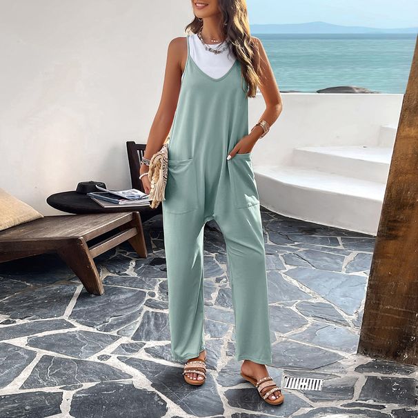 DiYun European And American Women's Clothing 2024 Spring/Summer Foreign Trade Elegant Casual V-Neck Solid_ecoleips.com