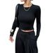 Voya Women's Spring And Summer New Style French Sexy Backless T-shirt With Fashionable Temperament And Elegant Figure Display Top_ecoleips.com