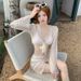 New Women's Swimsuit Two Piece Bikini Set Long Sleeve Popular Online Style For Travel Vacation Hot Springs High End Feel_ecoleips.com