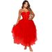 Women's Clothing Fashion Solid Color Hot Diamond Tube Top Fluffy Mesh Dress Women's Clothing_ecoleips.com
