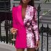 Women’s Clothing autumn new red sequined long sleeved stitching fashion casual trend V neck long sleeved slim professional skirt_ecoleips.com