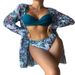 Aria Basics 2025 New European And American Style Swimsuit, Three-Piece Set With Mesh Long Sleeve Sun Protection Cover-Up,_ecoleips.com