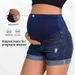 K New Minimalist, Fashionable, Casual High Waisted, Adjustable Belly Support, Perforated Denim Shorts For Pregnant Women_ecoleips.com