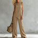 Women's Solid Color Asymmetrical Hem Sleeveless Top And Pants Two Piece Set Summer_ecoleips.com