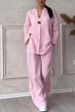 Women's Clothing Summer Fashion Experts V Neck Long Sleeved Trousers Multi Color Cotton And Linen Ladies Suit_ecoleips.com