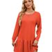 Women's Clothing Neckline Cross Round Neck Long Sleeved Casual Sweater Dress_ecoleips.com