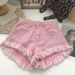 Women’s Clothing Summer New Style Small Pink Denim High Waist Hot Girl Raw Edge Loose Shorts New Style Tassel Hot Pants_ecoleips.com