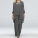 European And American Fashion Casual Suit Plus Size Women's Elegant Lace Patchwork Slim Chiffon Straight Pants_ecoleips.com