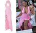 Women's Clothing Flower Decoration Sexy Solid Color Slim High Waist Halter Neck Strap Backless Dress_ecoleips.com