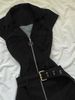 Spring And Summer New Spice Girl Retro Sleeveless Denim Dress Women's Niche Design Feeling Waist And Thin Slim Denim Skirt_ecoleips.com