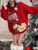 girl Cross-Border Loose Thickened Christmas Stocking Snowman Doll Pocket Decoration Red New Year Knitted Sweater For Women_ecoleips.com