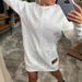 Oversized Knit Sweater Dress With Pockets – Long Sleeve, A-Line Casual Tunic (Black/Pink/White/Beige, S-XXXL)_ecoleips.com