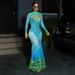 Women's Unique Print Hollow Sexy Fishtail Dress Fashion Autumn New Clothing_ecoleips.com