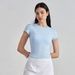 Women's Clothing Lightweight Nude Yoga T-Shirt Casual Sports Top Short Sleeve Slim Fit For Running Training Fitness Wear_ecoleips.com
