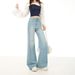 Early Spring Style Loose-fitting, Non-tight-fitting Light-colored Women's Jeans With A Slight Flare, High-waisted,_ecoleips.com