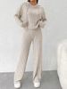 Women's Clothing Autumn And Winter New Casual Knitted Striped Brushed Hooded Sweatshirt Loose Long Sleeved Trousers_ecoleips.com