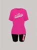 Summer Women's Casual Fashion Kenough Letter Print Loose T-shirt+shorts Two-piece Sportswear Suitable For Daily Wear-61_ecoleips.com