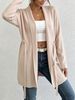Women Lightweight Breathable Belted Knit Cardigan Shawl Collar Long Sleeve Oversized Loose Mid Length Knit Coat_ecoleips.com