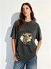 Not My Pasture Cow Sunflower Graphic Acid Wash Washed Oversized T Shirt Women Crew Neck Short Sleeve Loose Vintage Country Casual Tee_ecoleips.com