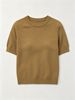 French Light Luxury Mustard Yellow Crew Neck Short Sleeve Knit Top_ecoleips.com