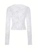 Women's Fall Winter Y2K Coquette Deep V Neck Lace Long Sleeve Top Tie Front Hollow Waist Slim Fit Sheer Layering Basic Top Casual_ecoleips.com