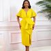Women's Clothing Plus size Summer Sexy V Neck Ruffled Slit Beaded Evening Dress Celebrity Temperament Banquet Dress_ecoleips.com