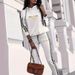 Women's Autumn Winter Unique Print Classic Two Stripes Loose Fitting Comfortable Hooded Sweatshirt Set_ecoleips.com