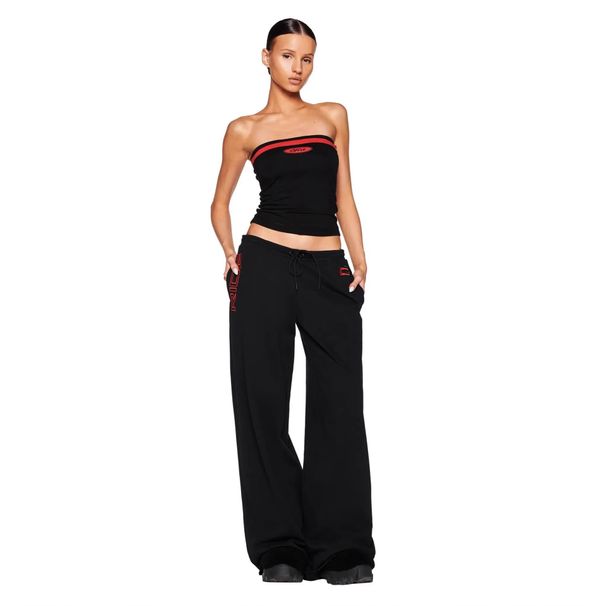 Women's Clothing Retro Hot Girl Contrast Color Design Top Straight Wide Leg Pants Mopping Casual Niche Suit_ecoleips.com