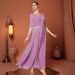 Modest Abaya Dress/Muslim Dress Women Elegant Evening Dress With Starry Sequins & Silver Thread Fringe – Two-Piece Style Long Robe In Pink-Purple_ecoleips.com