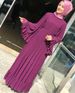 7009 Women's Positioning Wrinkled Wide Double-Layer Chiffon Long Dress_ecoleips.com