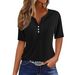 's Best-selling Spring-summer Loose-fitting T-shirt With V-neck, Three-button Print, Short-sleeved European And_ecoleips.com