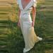 Ladies Elegant Ruffle Edge Backless Holiday Dress Casual Solid Color Party Long Dress 2026 New Spring Summer V-neck Satin Dress_ecoleips.com