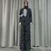New Ethnic Style Lace Zipper Scarf Long Sleeve Set Abaya Muslim Women Floral Prayer Dress_ecoleips.com